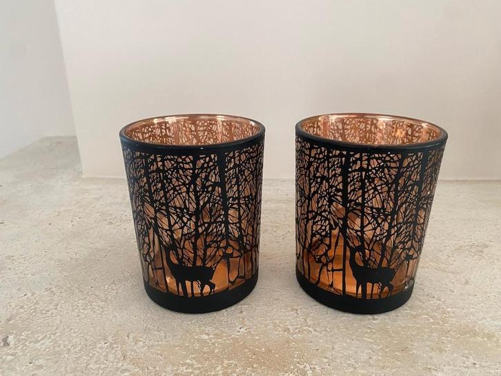 intratuin windlichten industrieel kerst Bruin zwart 8 stuks, Huis en Inrichting, Woonaccessoires | Kandelaars en Kaarsen, Zo goed als nieuw