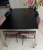 Eettafel eikenblad 200 x 100 x 76 met rvs onderstel, Huis en Inrichting, Tafels | Eettafels, Ophalen, Modern design, Gebruikt