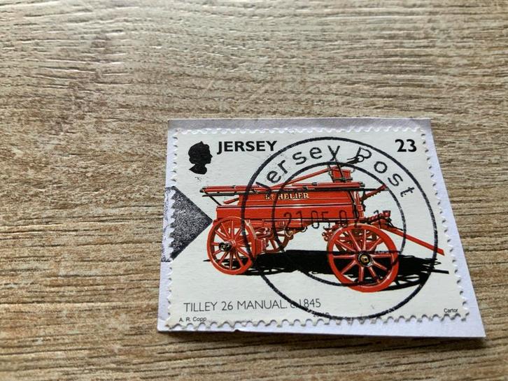 Postzegel Jersey Brandweer Jubileum, Postzegels en Munten, Postzegels | Europa | UK, Gestempeld, Ophalen of Verzenden