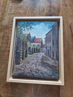 Olieverfschilderij - Dorpsgezicht, Ophalen of Verzenden