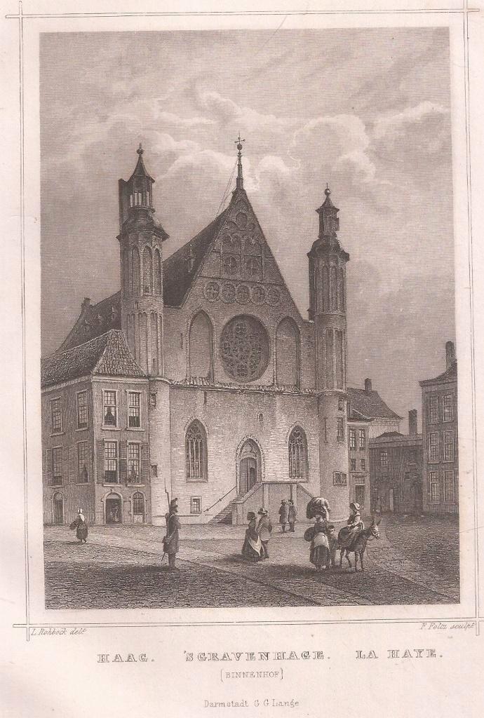 's Gravenhage - Haag La Haye Binnenhof Staalgravure 1858, Antiek en Kunst, Kunst | Etsen en Gravures, Ophalen of Verzenden