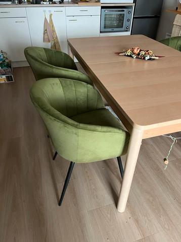 4 Eetkamerstoelen olijfgroen beschikbaar voor biedingen