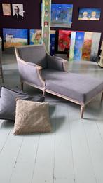Romantische chaise longue, grijze bekleding, Huis en Inrichting, Banken | Sofa's en Chaises Longues, Ophalen, Zo goed als nieuw