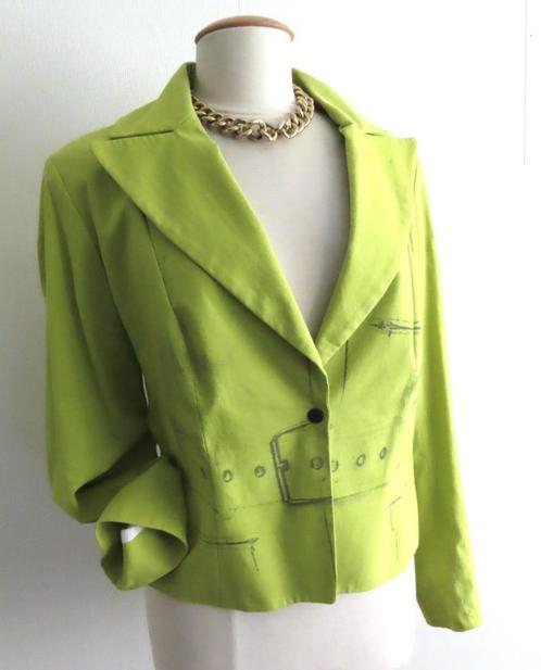 UNIEK DESIGN, Katoen in Kiwie groen mt 42/44, Kleding | Dames, Jasjes, Kostuums en Pakken, Nieuw, Jasje, Maat 42/44 (L), Groen