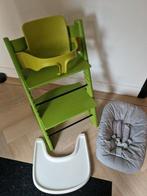 Groene stokke tripp trapp + babyset,  newborn en blad, Ophalen of Verzenden, Gebruikt, Meegroeistoel, Stoelverkleiner