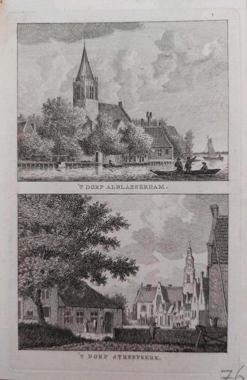 154-155 Albasserdam  Streefkerk Gravure uit 1792 J. Bulthuis, Antiek en Kunst, Kunst | Etsen en Gravures, Ophalen of Verzenden