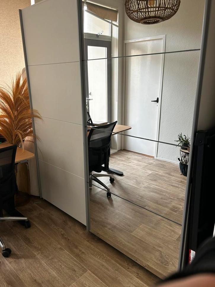 Kledingkast wit met schuifdeur spiegel, Huis en Inrichting, Kasten | Kledingkasten, Gebruikt, 200 cm of meer, 150 tot 200 cm, 50 tot 75 cm