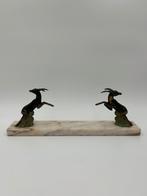 Antiek Art Deco Bureau-ornament – Bronzen Antilopen Marme, Ophalen of Verzenden