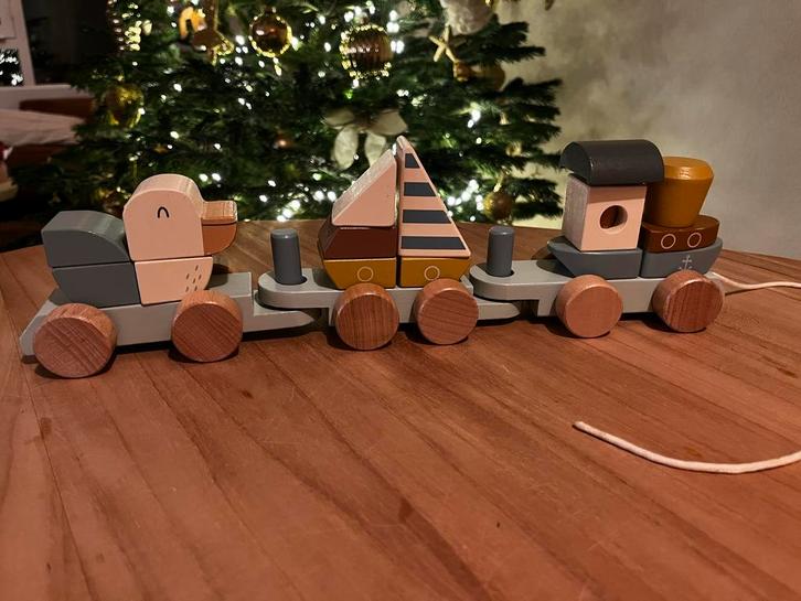 Little dutch Houten Trein met Boot, Eend en Zeilbootje, Kinderen en Baby's, Speelgoed | Houten speelgoed, Zo goed als nieuw, Overige typen
