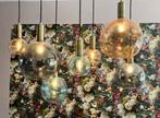 Hanglamp Gaby met brons/goudkleurig metaal en glazen bollen, Huis en Inrichting, Lampen | Hanglampen, Ophalen, 50 tot 75 cm, Zo goed als nieuw