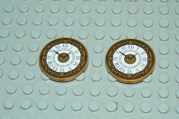 L953 Tegels 3x3 rond goud met opdruk klok 2 st. beschikbaar voor biedingen