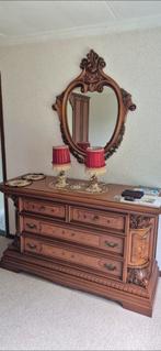 Zware barok kaptafel dressoir met spiegel, Ophalen, Zo goed als nieuw, Hout, Minder dan 100 cm
