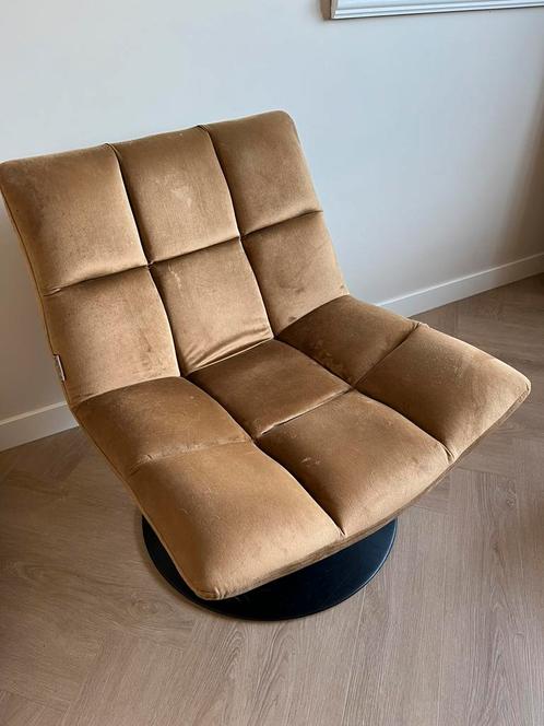 Dutchbone bar fauteuil stoel goudbruin fluweel, Huis en Inrichting, Fauteuils, Gebruikt, Stof, Ophalen of Verzenden
