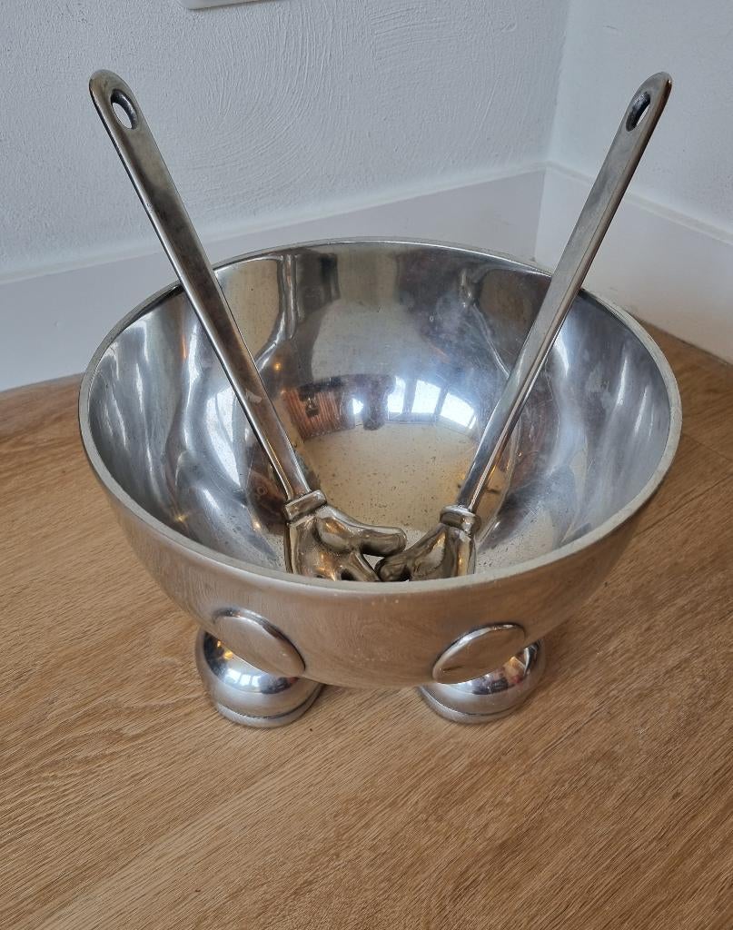 Mickey Mouse saladekom met bestek, Ophalen of Verzenden, Mickey Mouse, Gebruikt, Servies