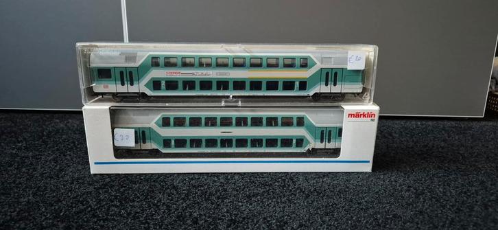 2x DB Dubbeldeksrijtuigen Fleischmann & Märklin, Hobby en Vrije tijd, Modeltreinen | H0, Gebruikt, Wagon, Gelijkstroom of Wisselstroom