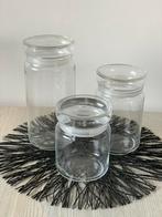 Glazen voorraadpotten - 3 stuks in zeer goede staat, Ophalen, Zo goed als nieuw