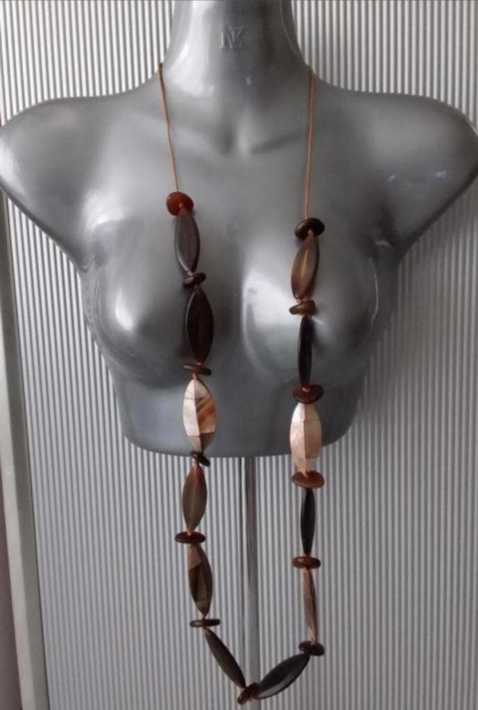 Manouk - koordketting met parelmoer, Sieraden, Tassen en Uiterlijk, Kettingen, Nieuw, Overige materialen, Verzenden