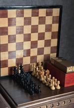 Vintage schaakse damspel schaakbord dambord schaakstenen, Ophalen of Verzenden
