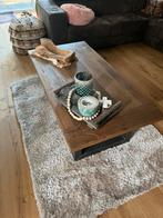 Industriële Robuuste eiken salontafel 140x70cm, Ophalen, Eikenhout, 100 tot 150 cm, 50 tot 100 cm