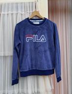 Fila blauwe velvet vintage sweater trui fluweel S M, Blauw, Ophalen of Verzenden, Maat 36 (S), Fila