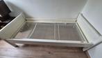 Houten bed + ijzeren bedbodem met verstelbare hoofdsteun, Ophalen, Gebruikt, 90 cm, Eenpersoons