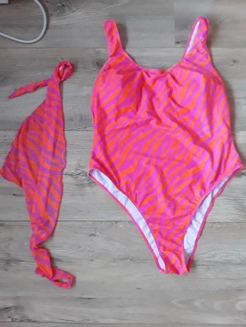 Shein Curve Roze/Oranje Badpak Met Zebraprint Maat 3XL beschikbaar voor biedingen