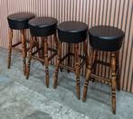 11 x Vintage barkrukken cafe bar krukken hout leer zwart, Huis en Inrichting, Barkrukken, 5 krukken of meer, 60 tot 90 cm, Hout