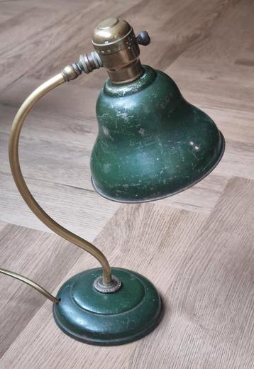 Vintage Zwanenhals Bureaulampje - Groen & Messing beschikbaar voor biedingen