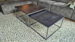 Robuste stalen industierle salontafelset van 2 tafels, Ophalen, Minder dan 45 cm, Minder dan 55 cm, Metaal of Aluminium