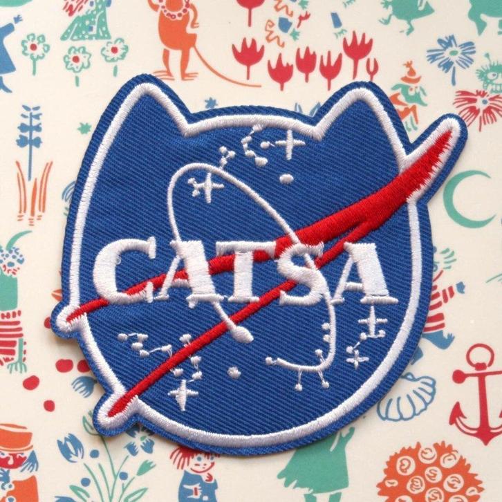 CATSA NASA kat patch badge applicatie embleem, Hobby en Vrije tijd, Kledingapplicaties en Hotfix, Nieuw, Overige applicaties, Verzenden
