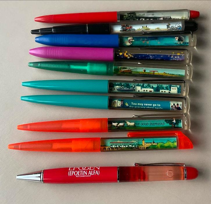 10 Vintage Floaty Pennen oa Diddl Bourtange, Verzamelen, Pennenverzamelingen, Gebruikt, Balpen, Overige merken, Met reclame, Ophalen of Verzenden