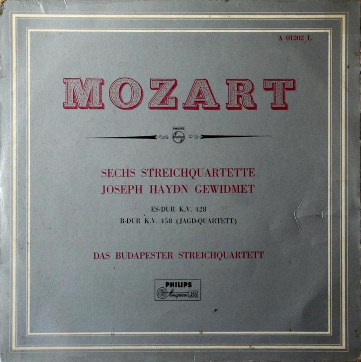 Mozart - Strijkkwartetten KV 428 en 458 (Philips, ca 1956), Cd's en Dvd's, Vinyl | Klassiek, Gebruikt, Classicisme, Kamermuziek
