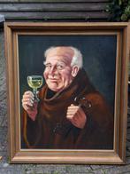 Duits olieverf schilderij: Monnik met wijn, Antiek en Kunst, Kunst | Schilderijen | Klassiek, Ophalen of Verzenden