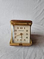 Antieke reiswekker met leren case, Antiek en Kunst, Ophalen of Verzenden