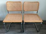 2 x Vintage design Cesca Breuer style webbing stoelen, Ophalen, Bruin, Riet of Rotan, Twee