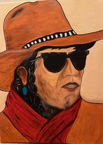 Cowboy met zonnebril - Schilderij, Ophalen of Verzenden