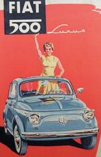Vintage Retro Auto Reclame Bord Dik Karton FIAT 500 Car, Verzamelen, Merken en Reclamevoorwerpen, Reclamebord, Gebruikt, Ophalen of Verzenden