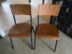 2 eetkamer - kantine - schoolstoelen, Huis en Inrichting, Ophalen, Twee, Bruin, Retro - vintage