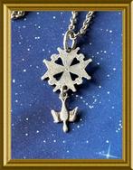 Zilveren hanger: hugenoten kruisje aan ketting, Sieraden, Tassen en Uiterlijk, Antieke sieraden, Ophalen of Verzenden, Zilver