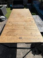 Houten eettafel met zwart stalen frame 90 x 180 x 75 cm Hoog, Ophalen, Gebruikt, 50 tot 100 cm, Vijf personen of meer