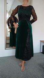 Groene Galajurk met Zwarte details, Galajurk, Maat 42/44 (L), Ophalen of Verzenden, Groen