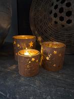 Windlicht met sterren roest, Overige materialen, Nieuw, Ophalen of Verzenden, Kandelaar