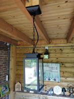 Twee mooie metalen hanglampen geschikt voor buiten, Ophalen, Zo goed als nieuw, Glas, Modern