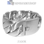 Matte rvs heren armband geborsteld staal "Zadok" RVS zilver., Verzenden, Nieuw, Zilver, Staal