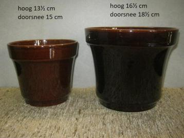 bloempotten, plantenpotten, vintage, bruine bloem potten pot beschikbaar voor biedingen