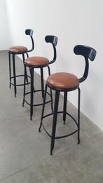 Chaise Nicolle 3x franse industriële metalen design barkruk, .., Gebruikt, 60 tot 90 cm, Metaal