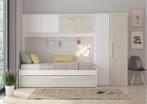 Artik 1-persoonsbed met slaaplade en brugkast - Wit/cascina, Kinderen en Baby's, Kinderkamer | Bedden