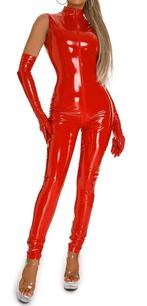 jumpsuit catsuit lak rood, Kleding | Dames, Jumpsuits, Verzenden, Nieuw, Maat 42/44 (L), Rood