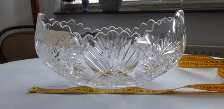 Vintage diepe glazen schaal, Antiek en Kunst, Antiek | Schalen, Ophalen of Verzenden