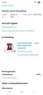 KitchenAid Artisan Appelrood - Zo goed als nieuw!, 4 liter of meer, Ophalen, Zo goed als nieuw, 3 snelheden of meer